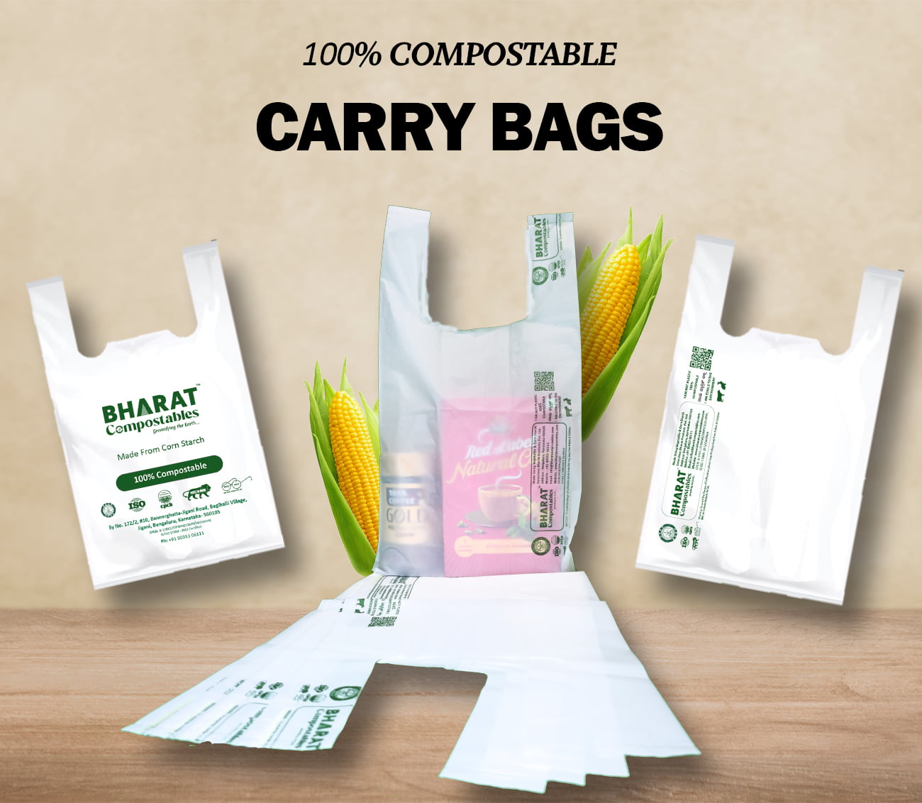 Compostable Carry Bags - Bharat Compostables
