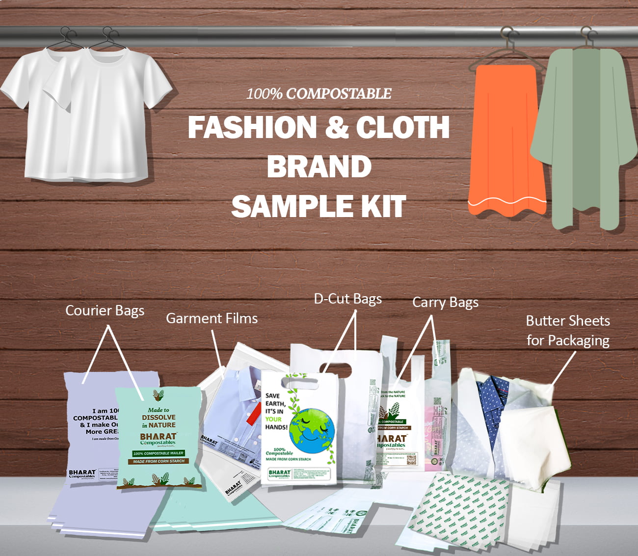 Compostable Fashion & Cloth Brand Sample Kit - Bharat Compostables