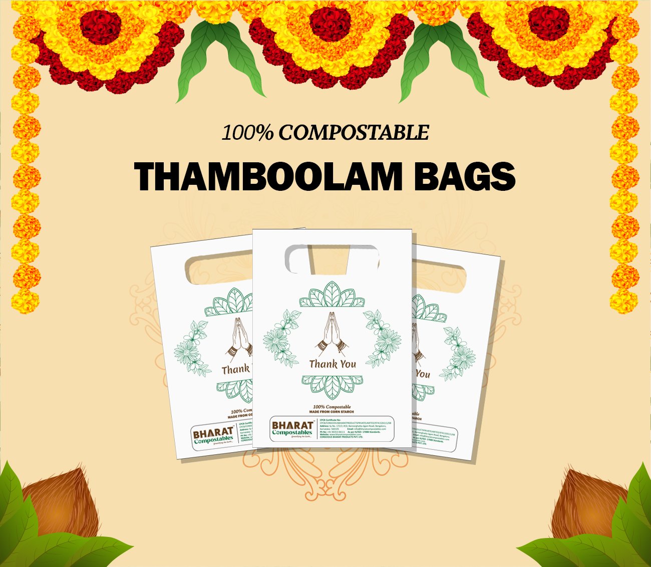 Thamboolam Bags Online | Cotton Cloth Bags Set of 10
